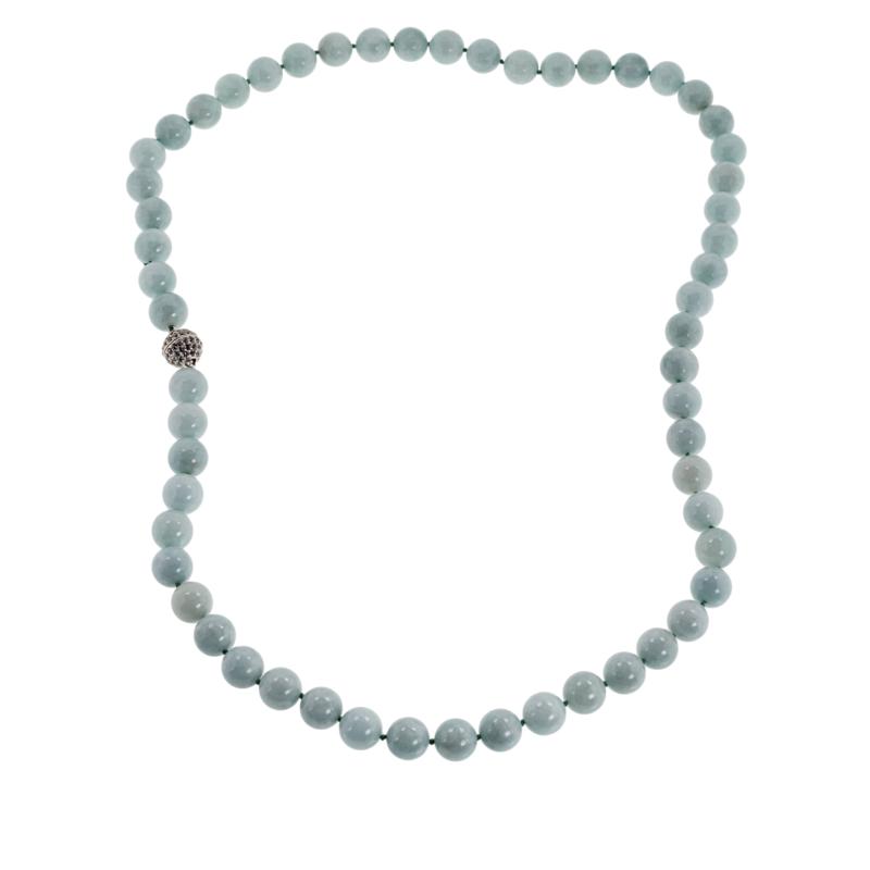 Jade of Yesteryear 30" Sterling Silver Pavé Clasp Beaded Necklace