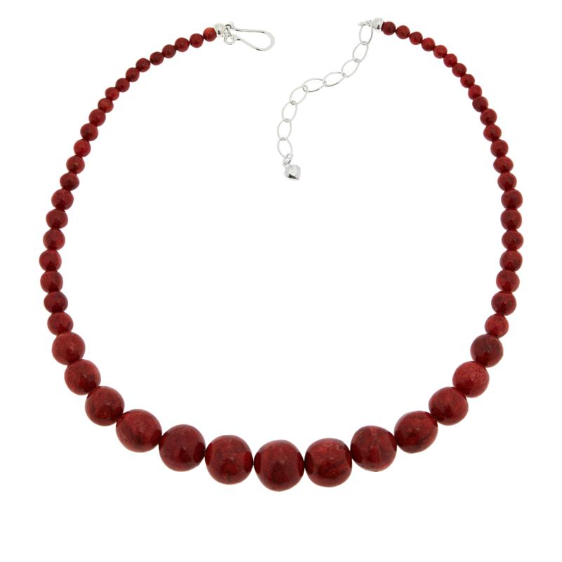 Jay King Sterling Silver Red Coral Graduated Bead Necklace