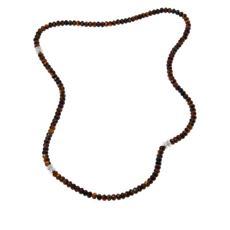 Jay King Sterling Silver Tiger's Eye Quartz Bead Convertible Necklace