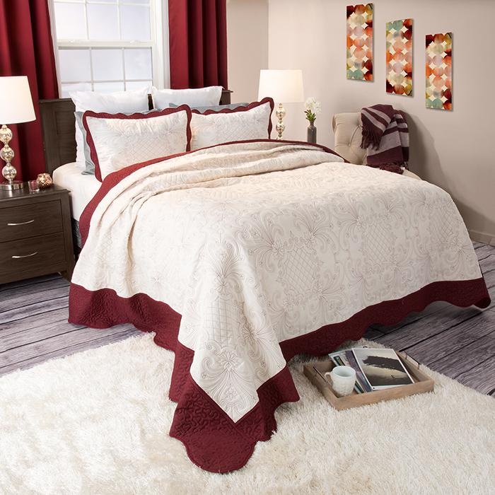 Lavish Home 3pc Juliette Embroidered Quilt Set - King