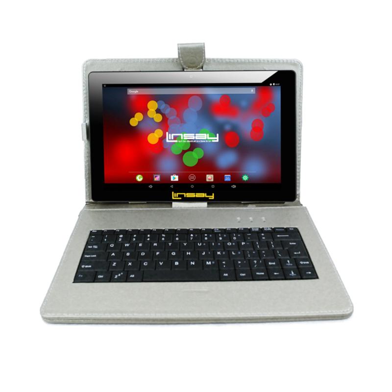 LINSAY IPS Tablet with Android 10 and Keyboard Case