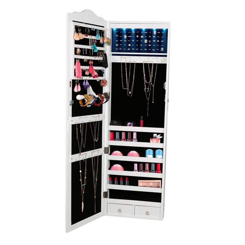 Mind Reader Hanging Jewelry Organizing Cabinet Mirror w/14 LED Lights