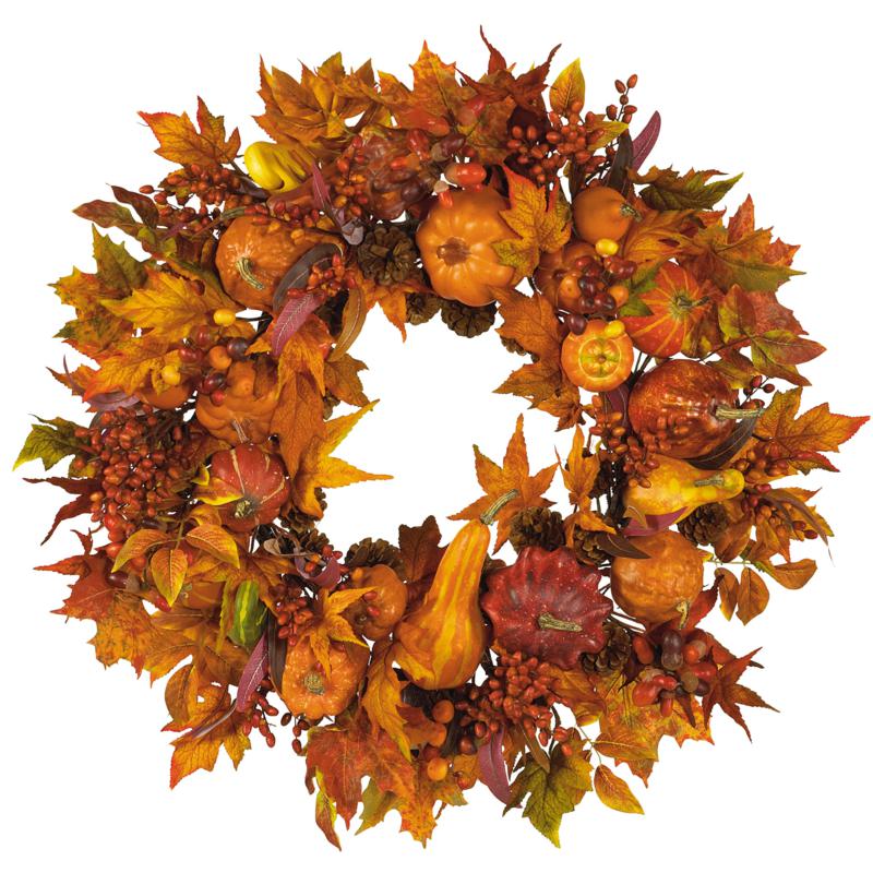 Nearly Natural 28" Pumpkin Wreath