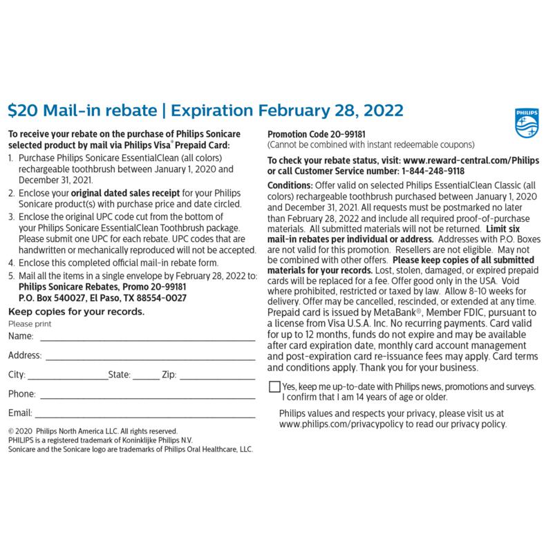philips sonicare rebate form 2020