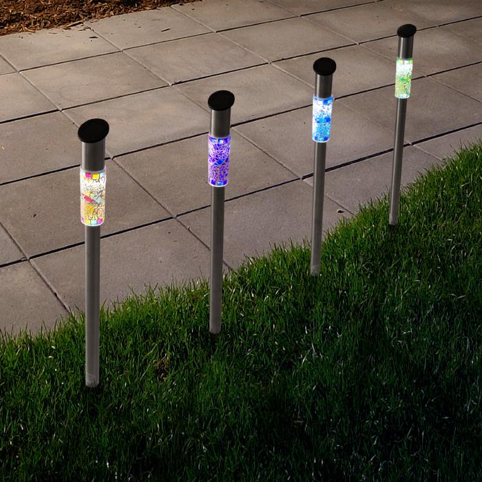 Pure Garden Solar-Powered LED Mosaic Lights Set of 4