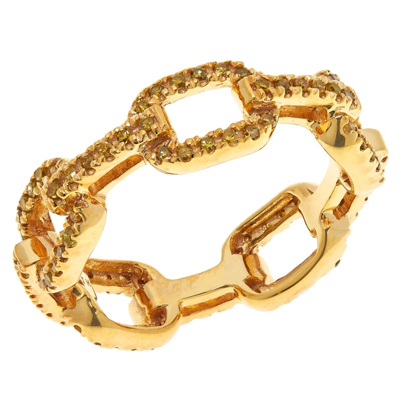 Rarities Gold-Plated Diamond Oval-Link Band Ring