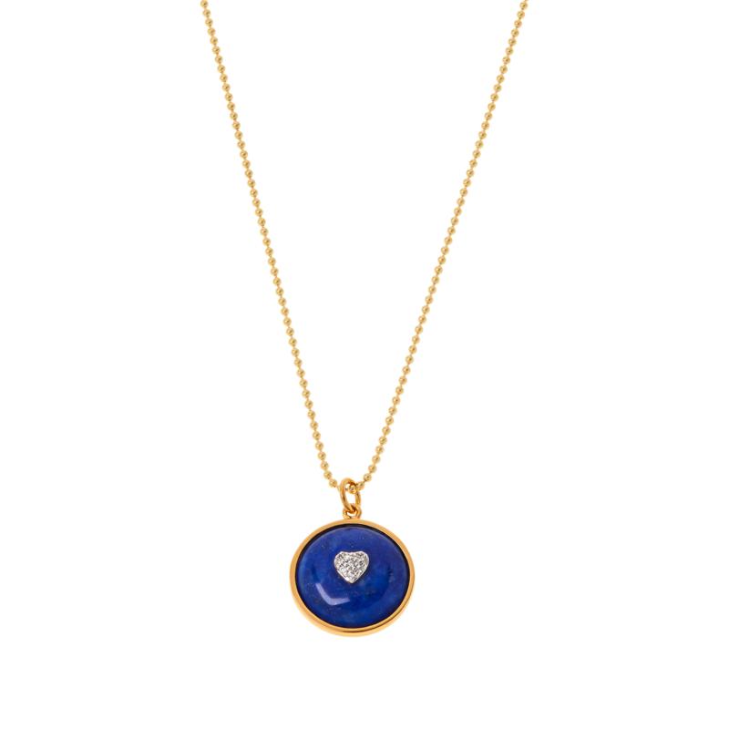 Rarities Gold-Plated Gemstone & White Zircon Round Pendant with Chain