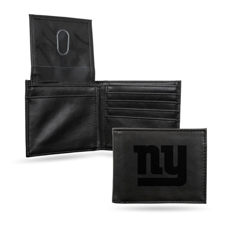 Rico NY Giants Laser-Engraved Black Billfold Wallet