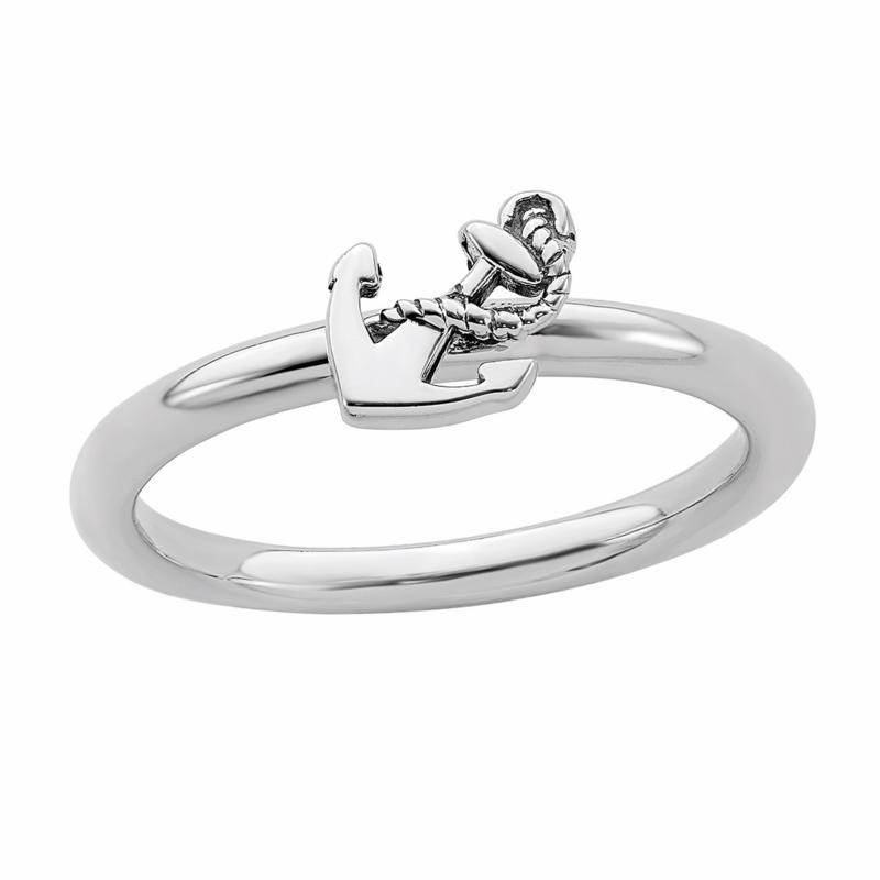 Simply Stacks™ Sterling Silver Antiqued Anchor Ring