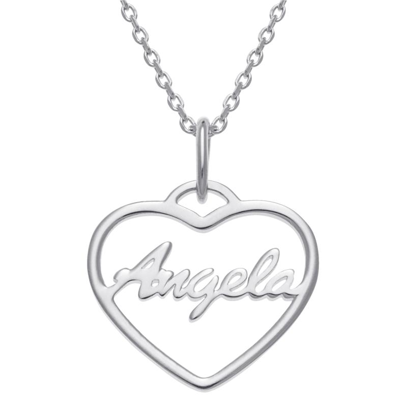 Sterling Silver Open Heart Name Pendant With 16 Chain Necklace Hsn