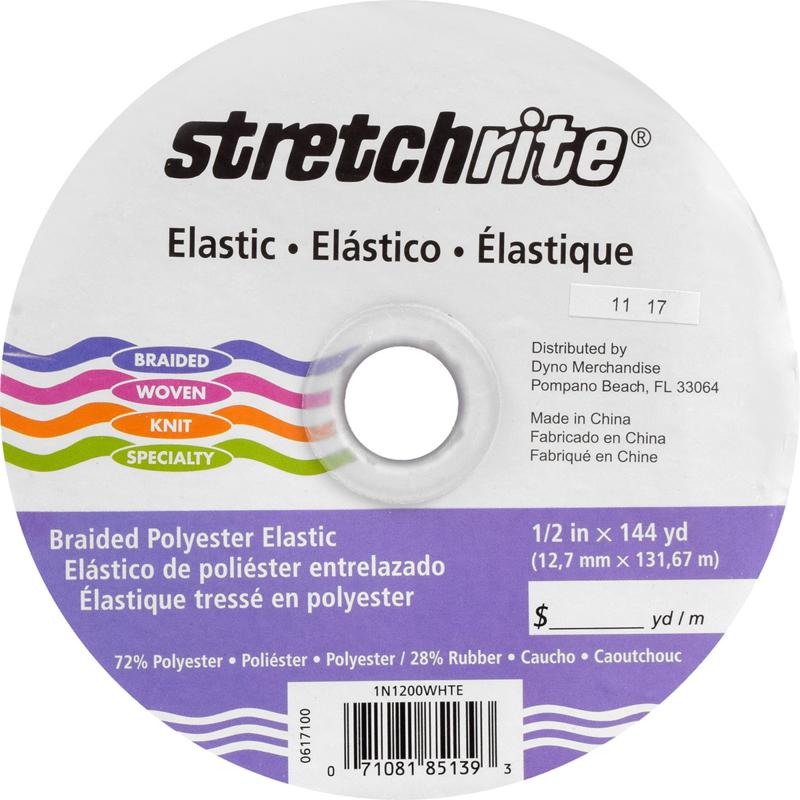 Stretchrite Braided Elastic 144 yd x .5" - White