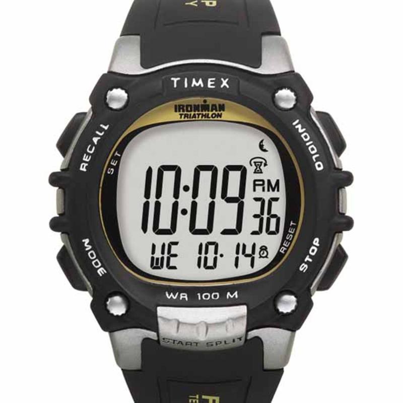 Timex Men's Traditional Ironman 100 Lap Black and Silvertone Resin Strap Wa