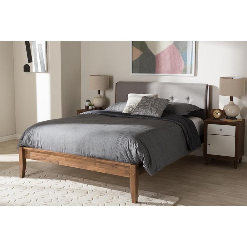 Wholesale Interiors Leyton Lt Gray and Brown Queen-Size Platform Bed
