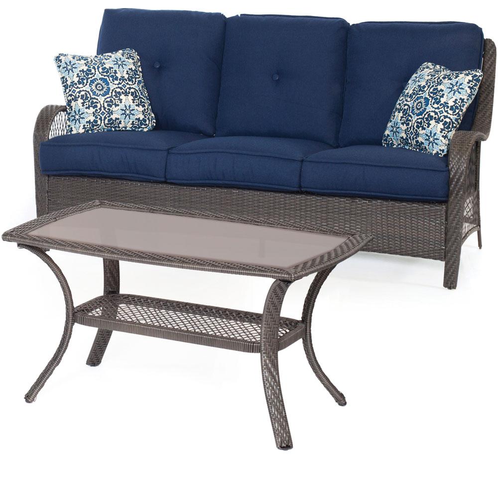 Orleans 2Piece Patio Set in Navy Blue with Gray Weave 8030271 HSN