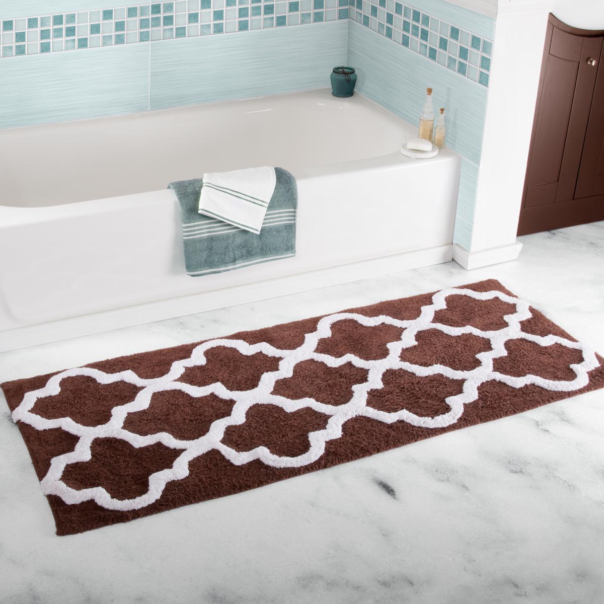 Lavish Home 100% Cotton Trellis Bathroom Mat - 2'x 5' - 8357140 | HSN