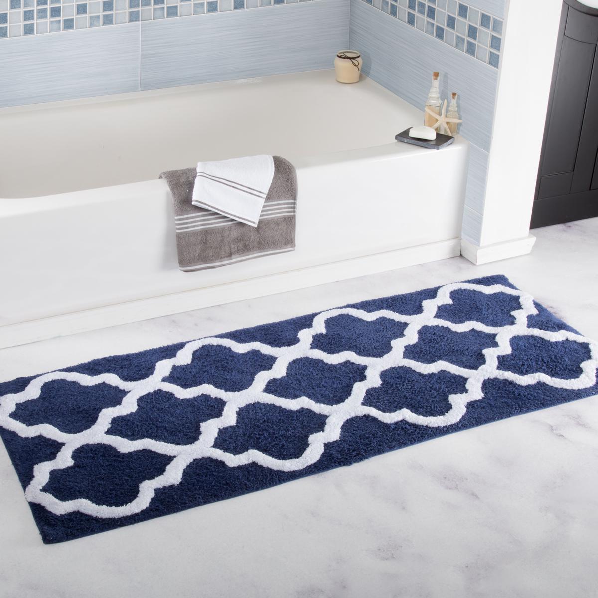Lavish Home 100% Cotton Trellis Bathroom Mat - 2'x 5' - 8357140 | HSN