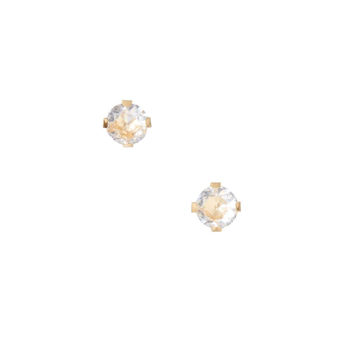 14K Yellow Gold CZ Martini Round Stud Earrings - 20057864 | HSN