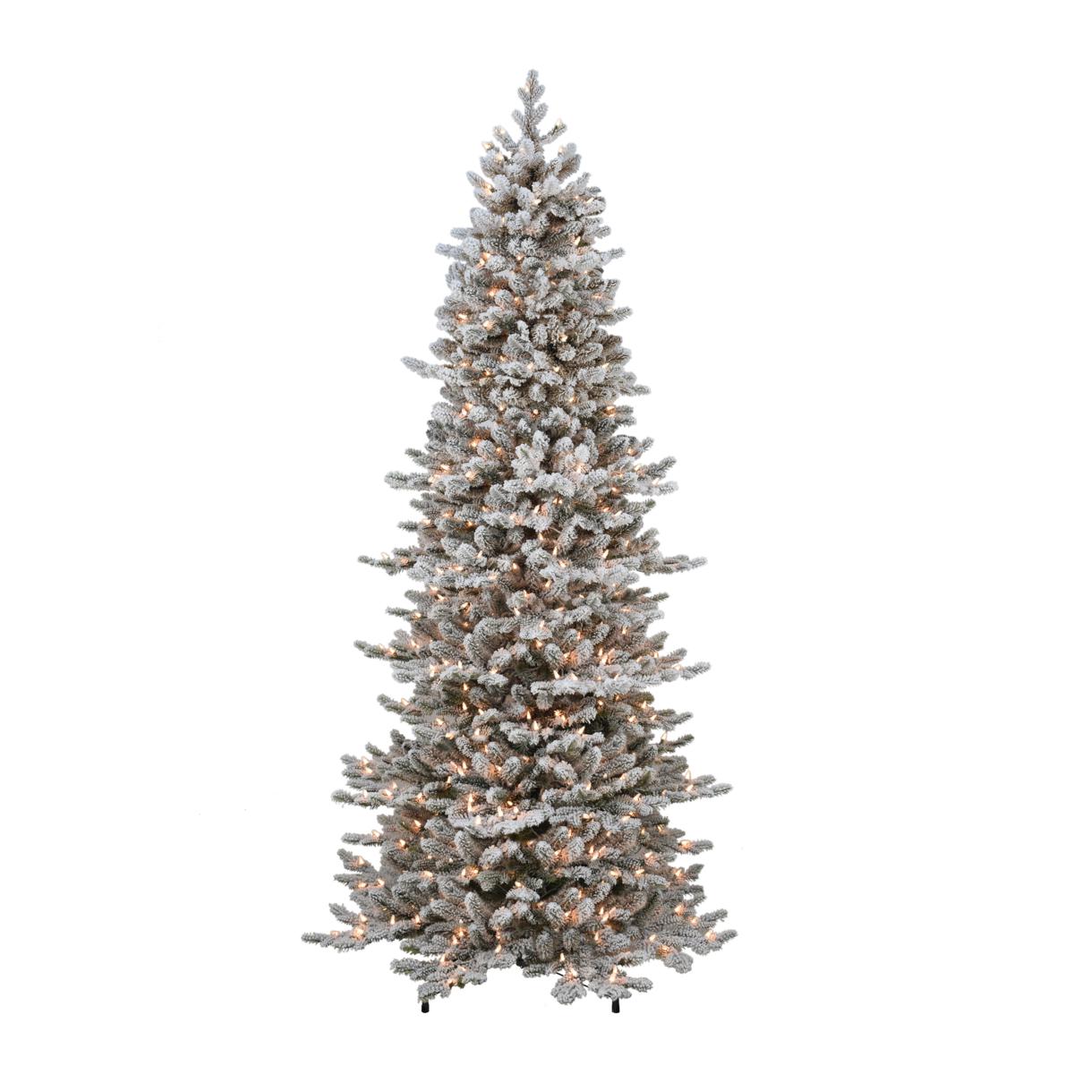 Puleo Intl. PreLit 7.5' Flocked Royal Spruce Artificial Christmas Tree
