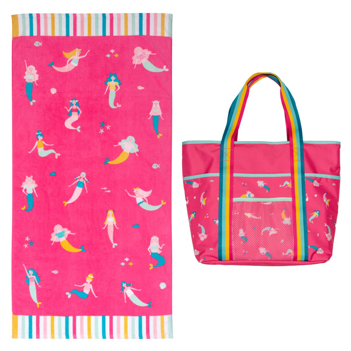 Stephen Joseph Beach and Bath Towel with Printed Beach Tote Set