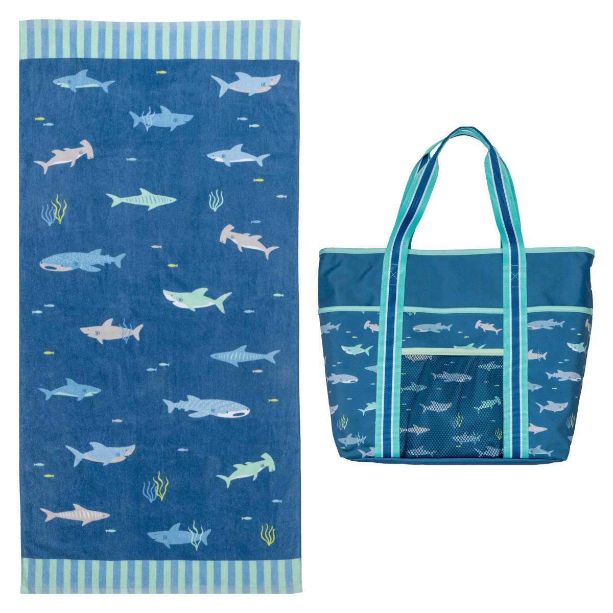 Stephen Joseph Beach and Bath Towel with Printed Beach Tote Set