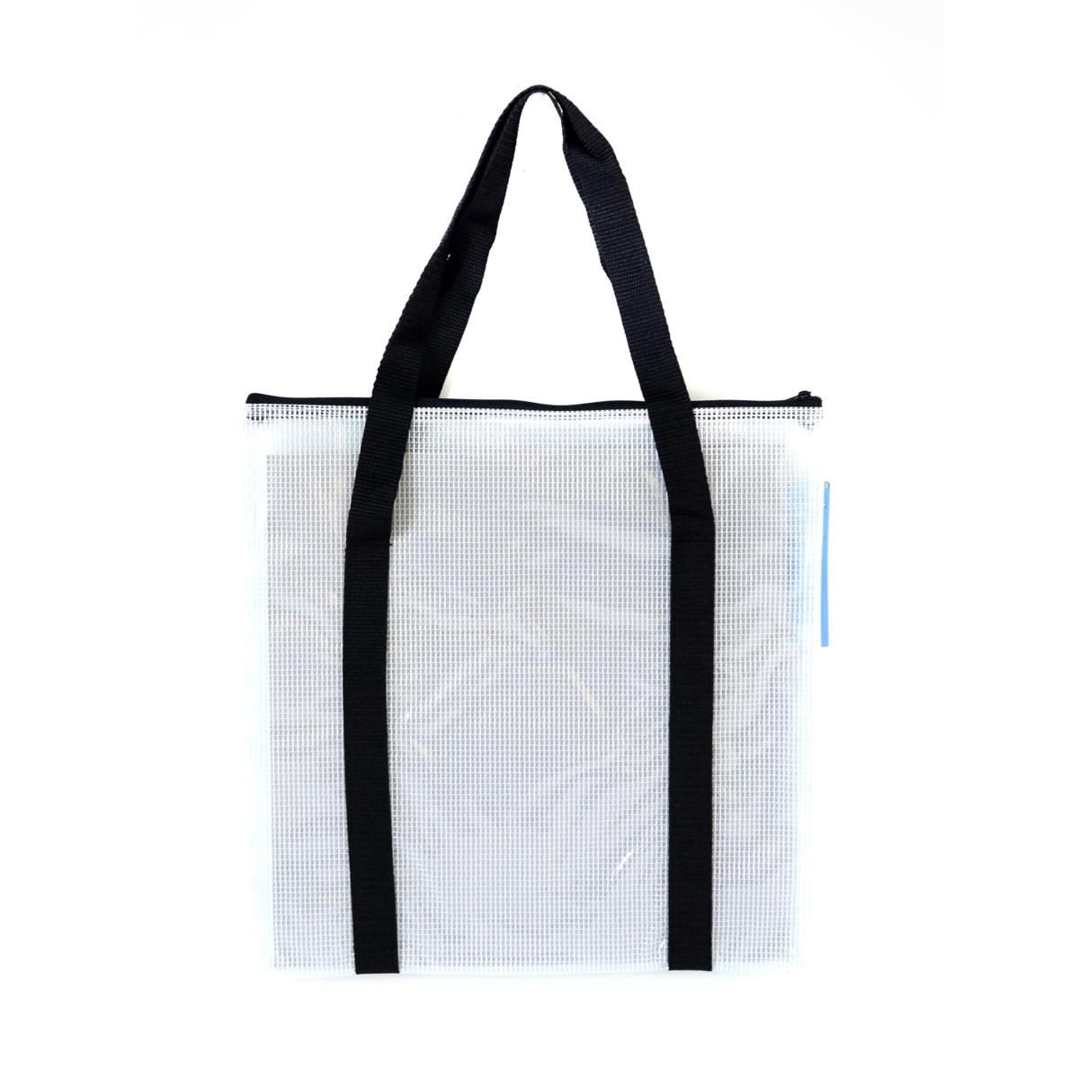 Pacific Arc MeshReinforced Vinyl Bags Deluxe Bag With Handles White