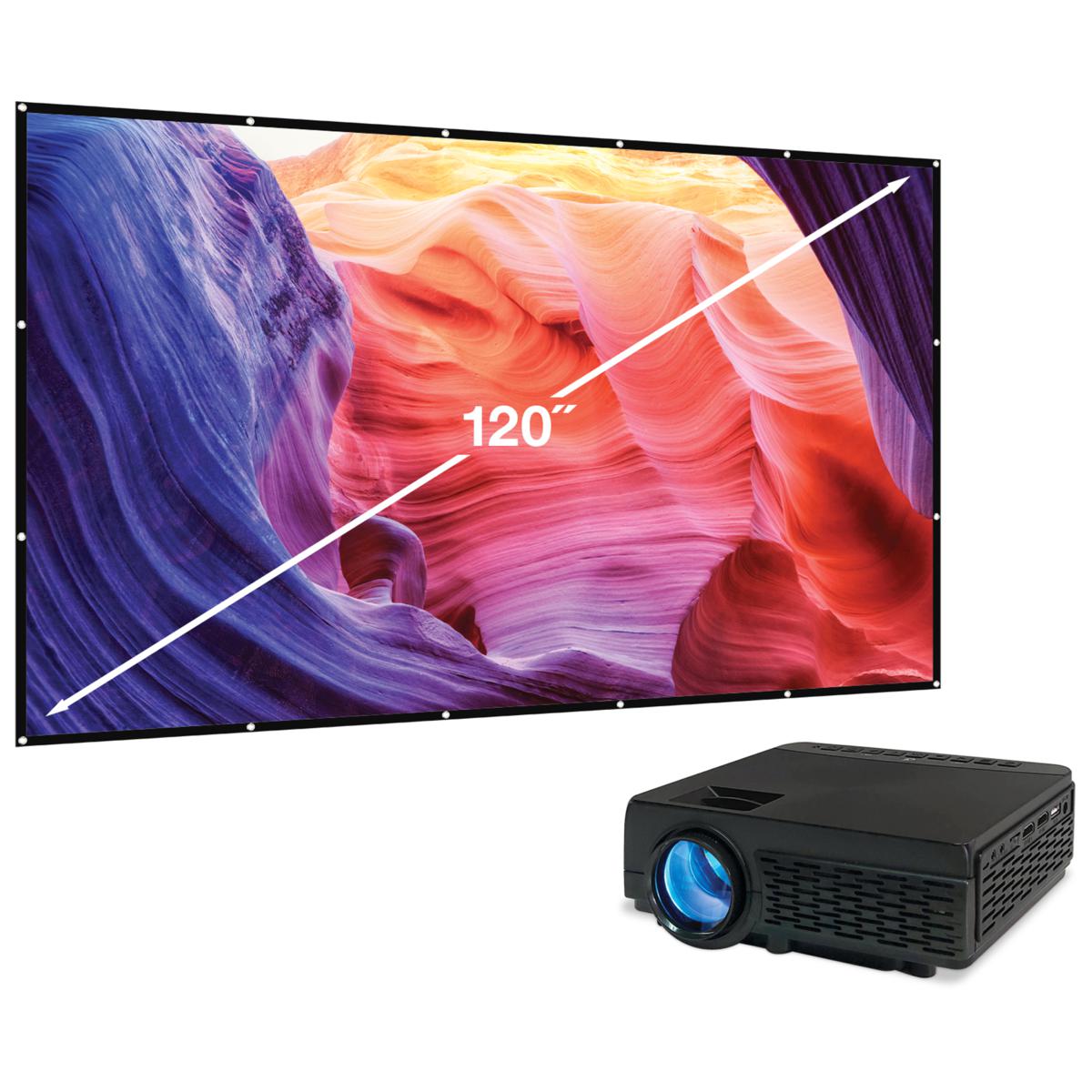 Projector with Bluetooth and 120" Projection Screen 20630540 HSN