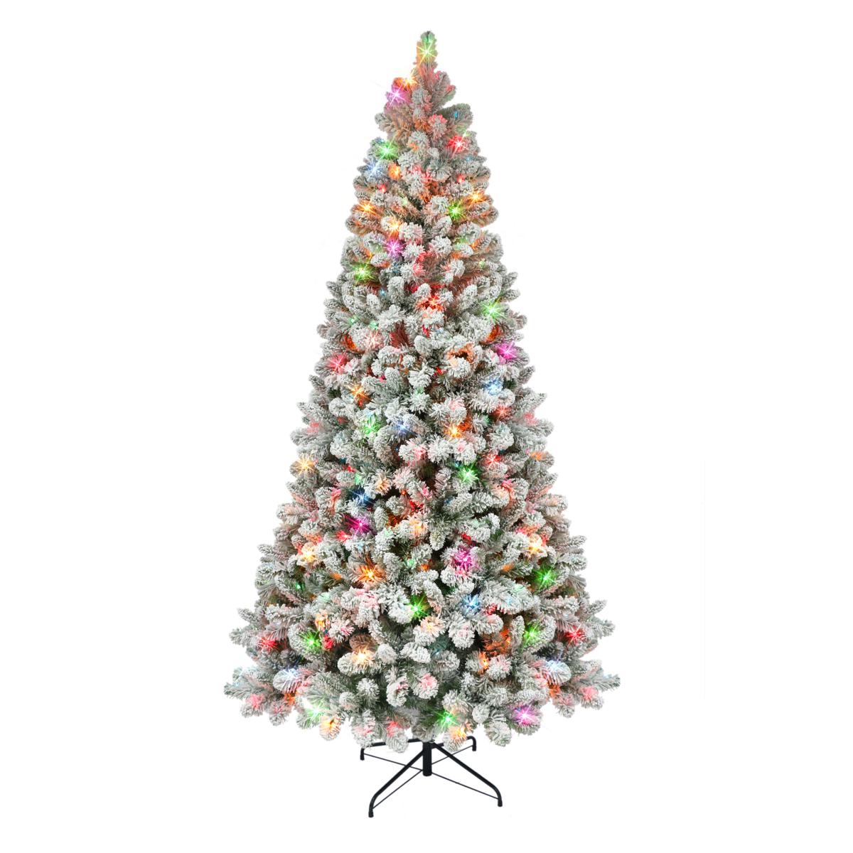 Puleo International 6 5 Pre Lit Multicolor Flocked Virginia Pine Tree