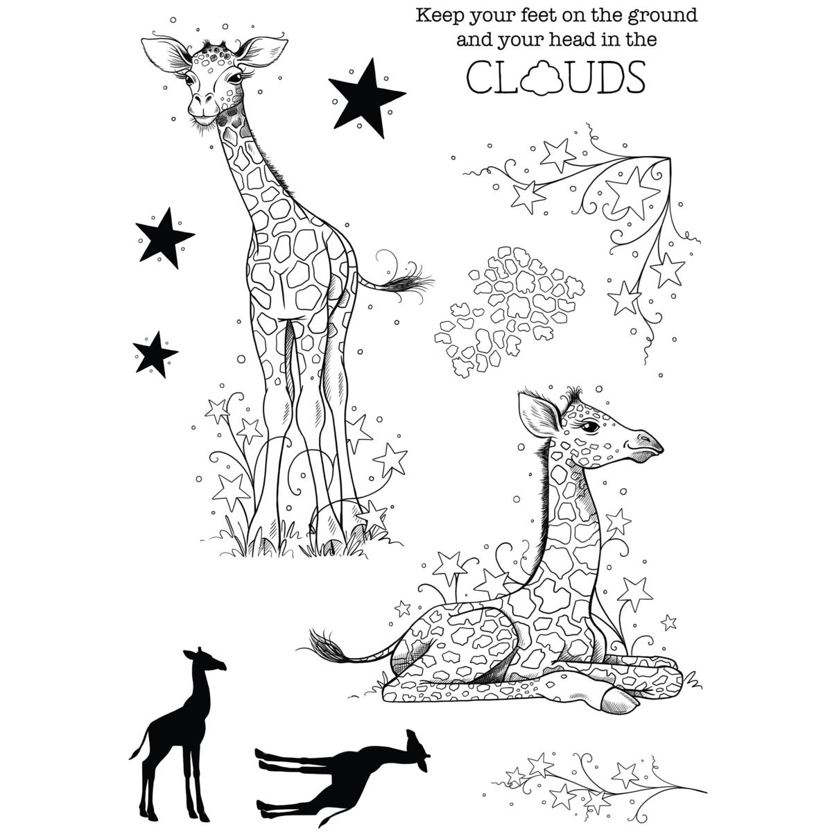 Pink Ink Designs Baby Giraffe 6" x 8" Clear Stamp Set 20665872 HSN