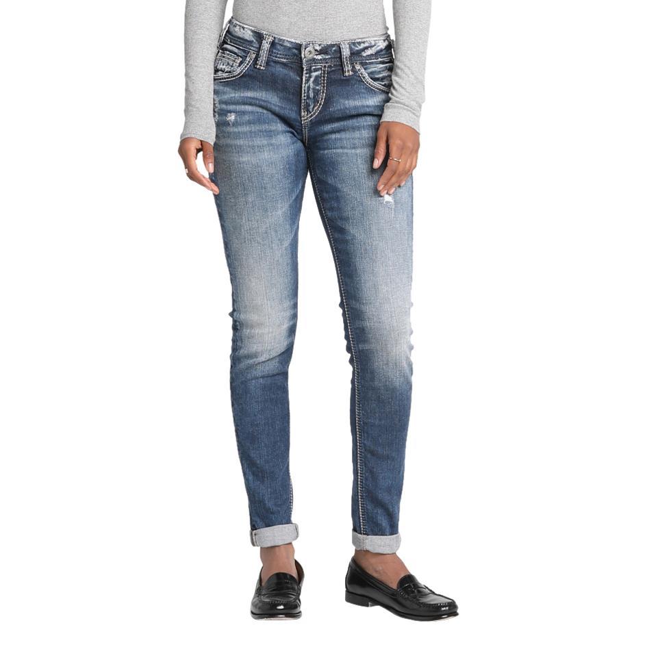 Silver Jeans Co. Girlfriend Mid Rise Skinny Jeans 20753736 HSN