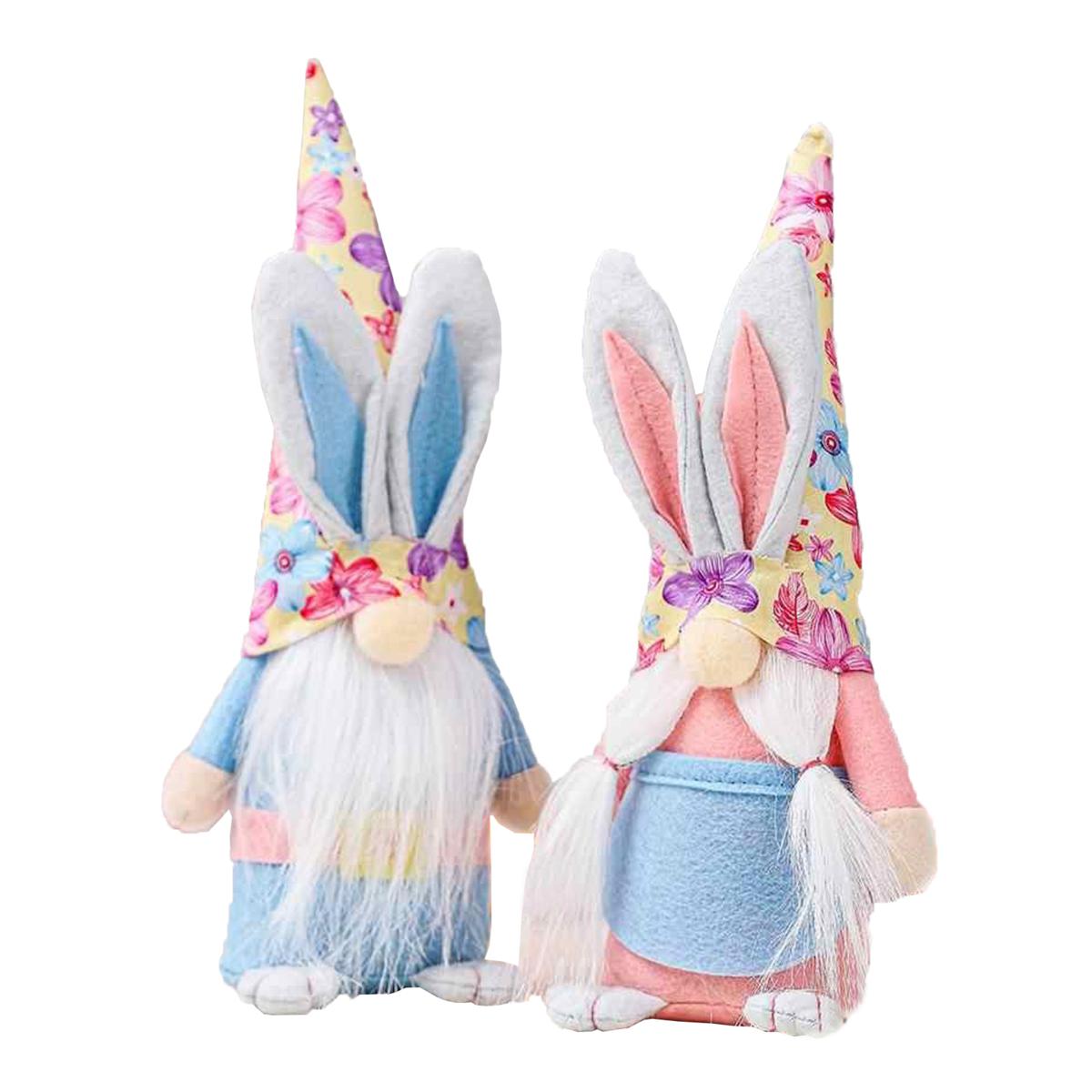 Santa's Inc. 10" Pink and Blue Bunny Gnomes, Set of 2