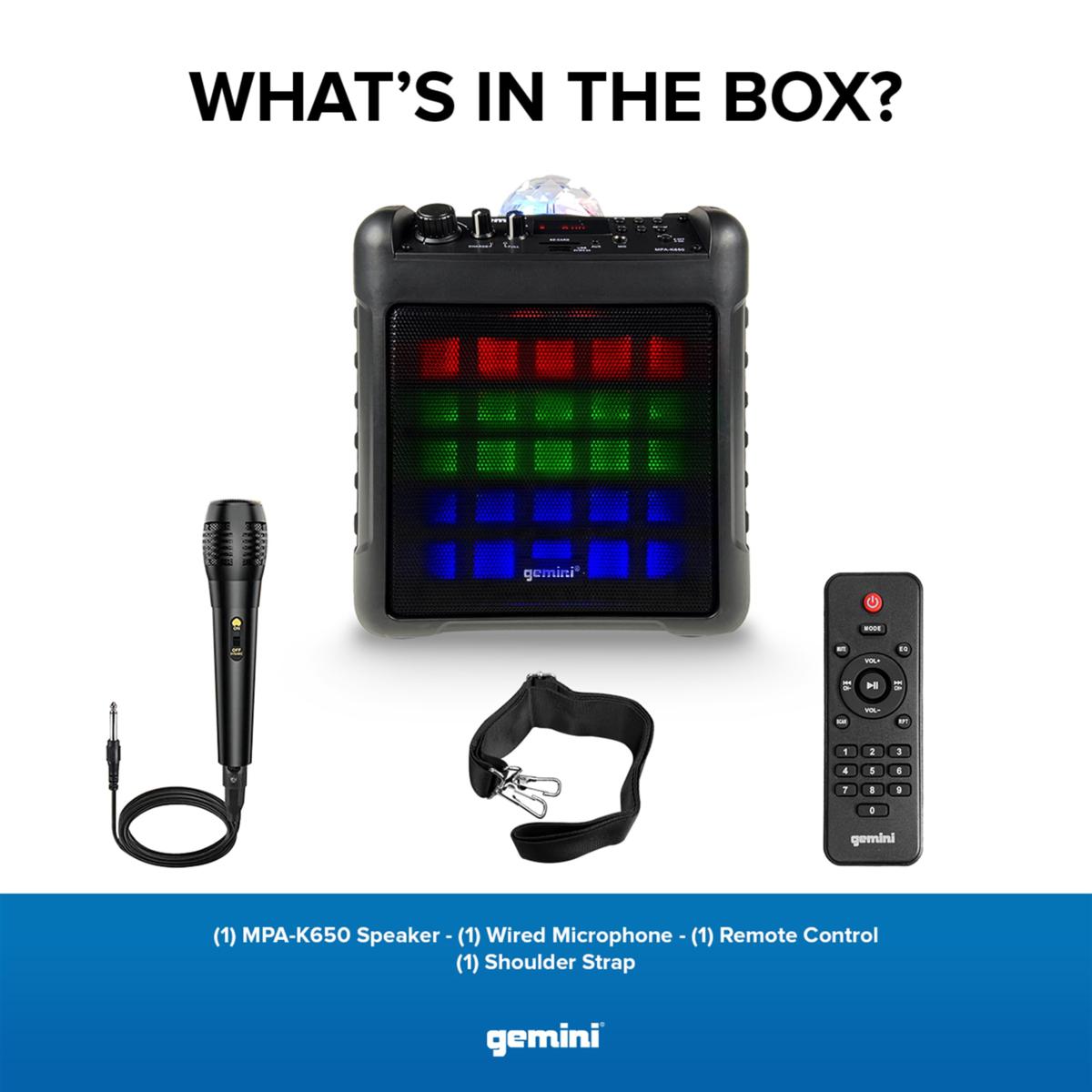 Gemini MPAK650 Karaoke Party Speaker with Handheld Microphone