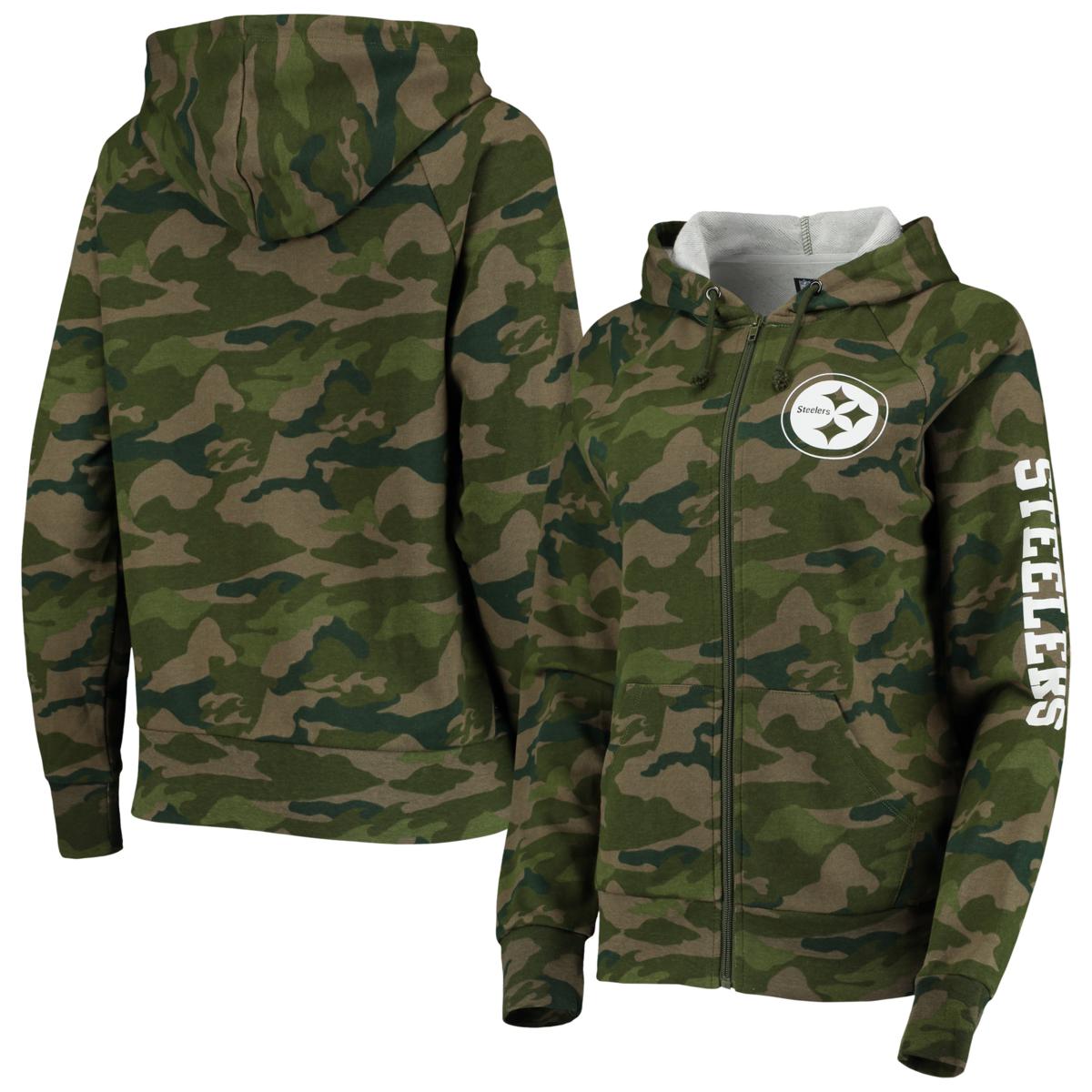 Women's New Era Camo Pittsburgh Steelers Raglan Full-Zip Hoodie ...