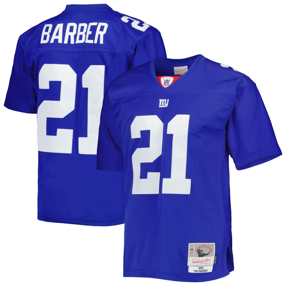 Men's Mitchell & Ness Tiki Barber Royal New York Giants 2005 Legacy ...