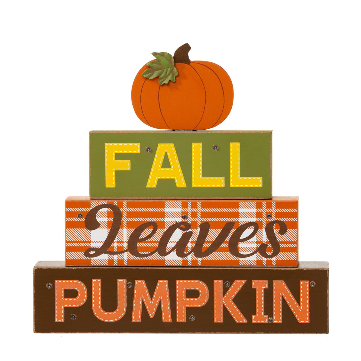 Glitzhome 12in. H LED Lighted Fall Wooden Block Word Sign 22072704 HSN