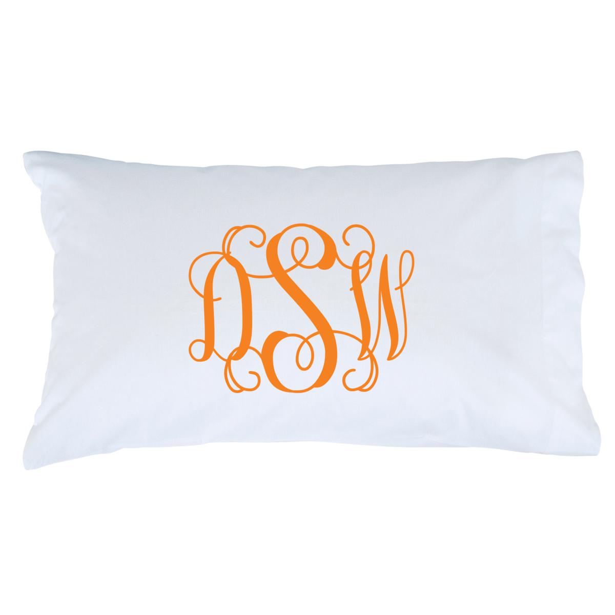 Monogrammed Soft Cotton/Poly Blend Pillowcase Orange 7475195 HSN