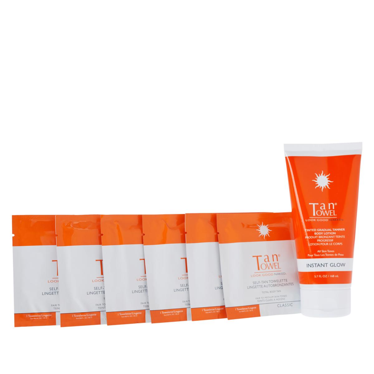 TanTowel® FullBody Classic 6pk with Instant Glow Tinted Body Lotion 9920428 HSN