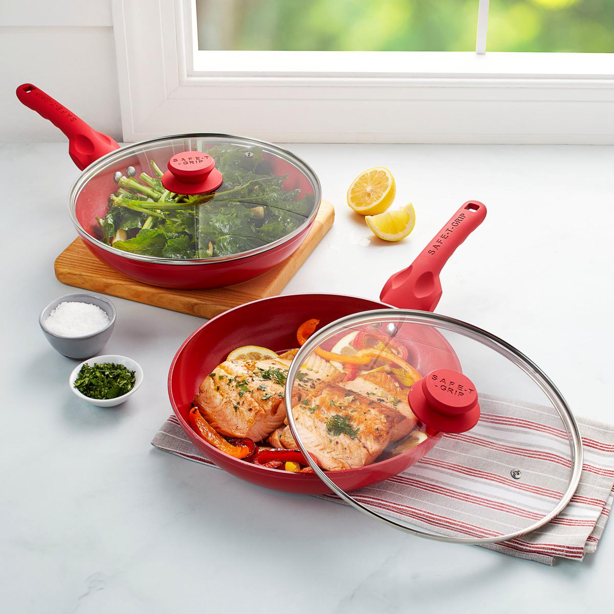 SafeTGrip 2pack 10" Frypans with Glass Lids 20074113 HSN