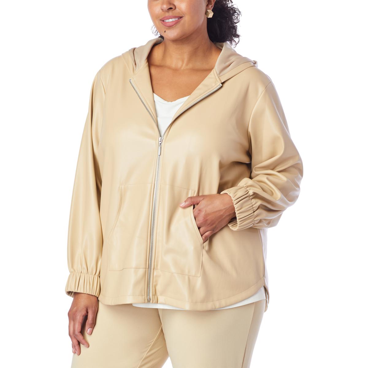 WynneLayers Faux Leather Hooded Jacket 20277782 HSN