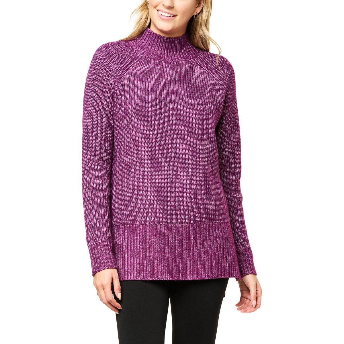 Nina Leonard Ribbed Mock-Neck Sweater Tunic - 20503235 | HSN