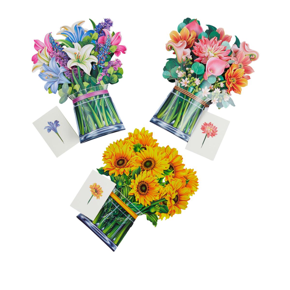 Freshcut Paper Set Of 3 Flower Pop Up Bouquet Greeting Cards 20539997 Hsn