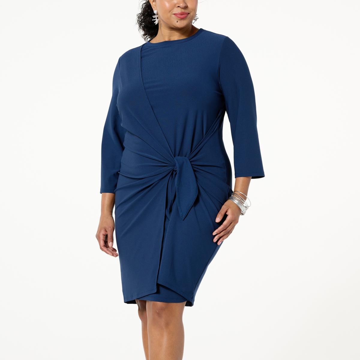 WynneLayers Luxe Crepe Draped Faux Wrap Dress 20638722 HSN