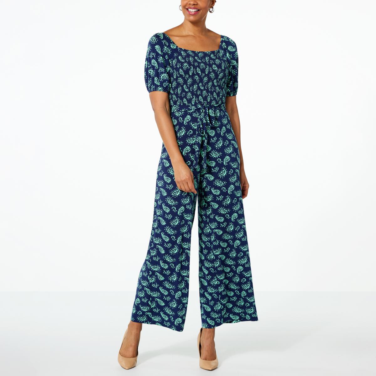 Colleen Lopez Smocked Waist Jumpsuit 20656604 HSN