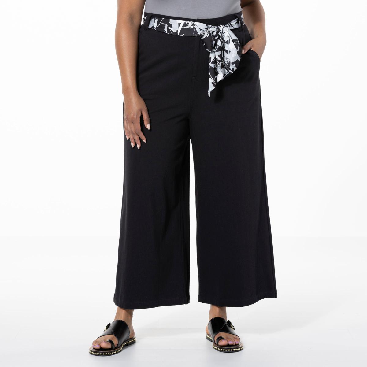 DG2 by Diane Gilman Cabana Knit Twill WideLeg Crop Pant 20747237 HSN