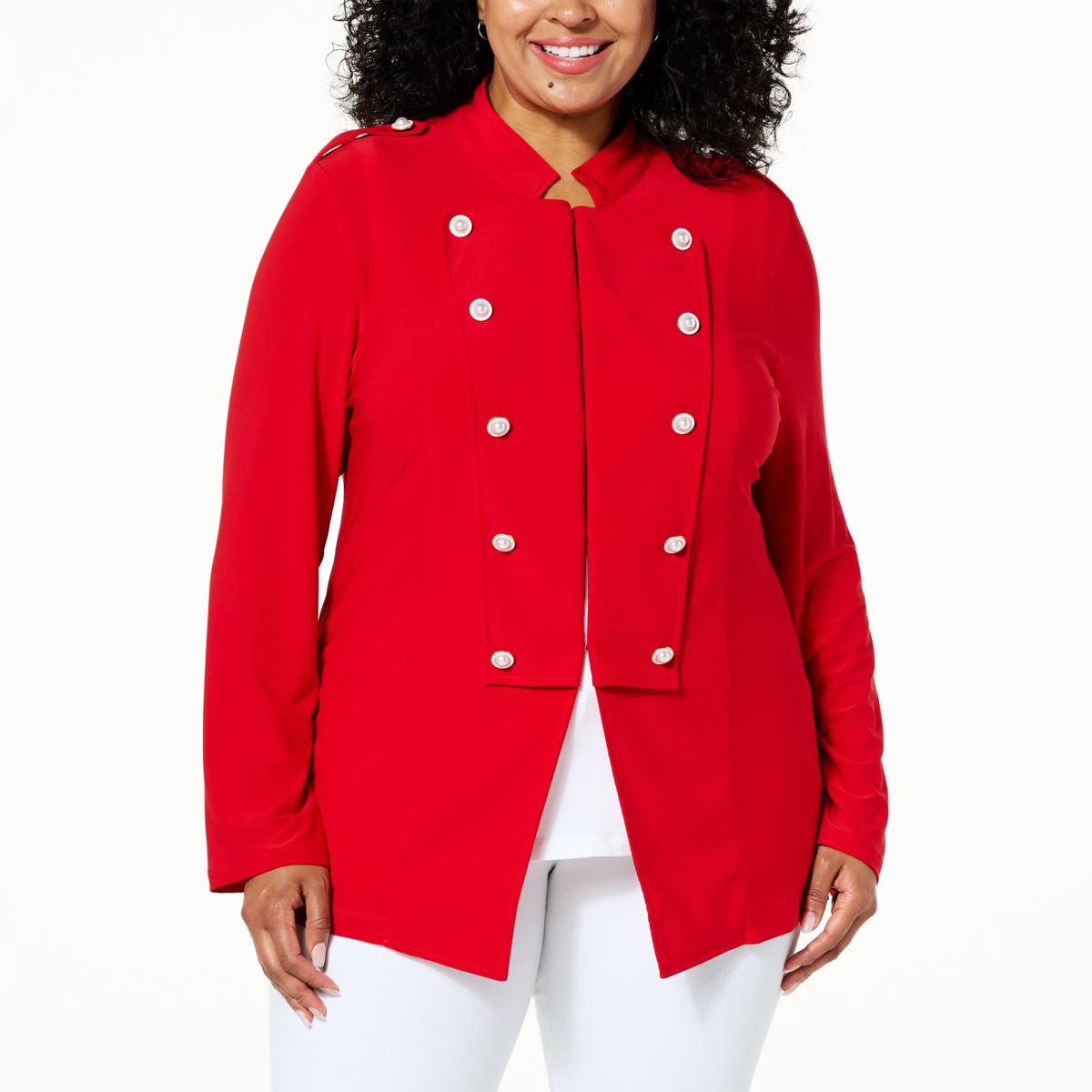 Antthony Military Jacket with Faux Pearl Button Trim 20749908 HSN