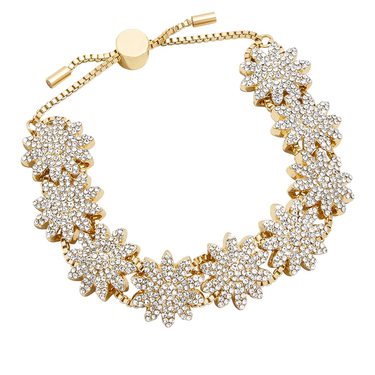 BAUBLEBAR Icon Slider Goldtone Pavé Daisy Bracelet 20798430 HSN