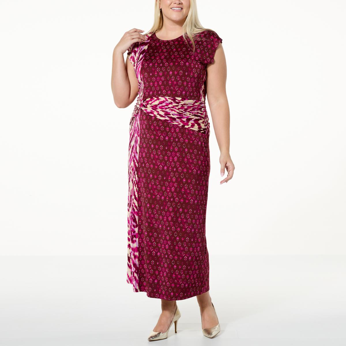 Iman Global Chic Printed Knit Drape Detail Midi Dress 20811479 Hsn