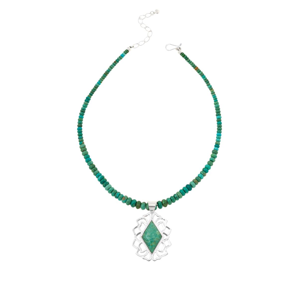 Jay King Sterling Silver Alicia Turquoise Pendant with Bead Necklace ...