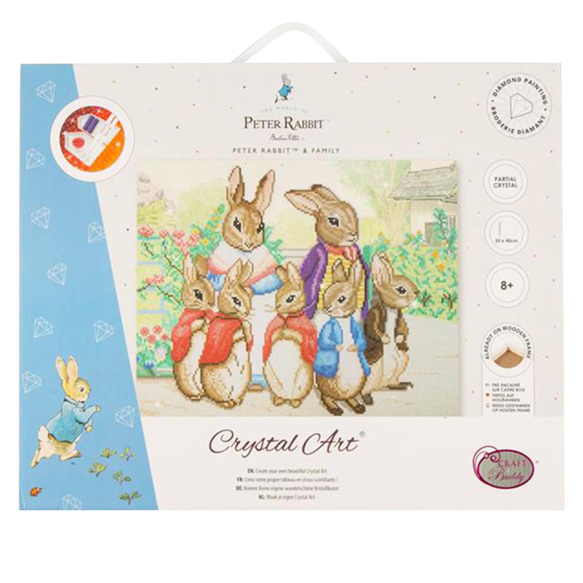 Craft Buddy Peter Rabbit and Family Crystal Art Kit in Wooden Frame