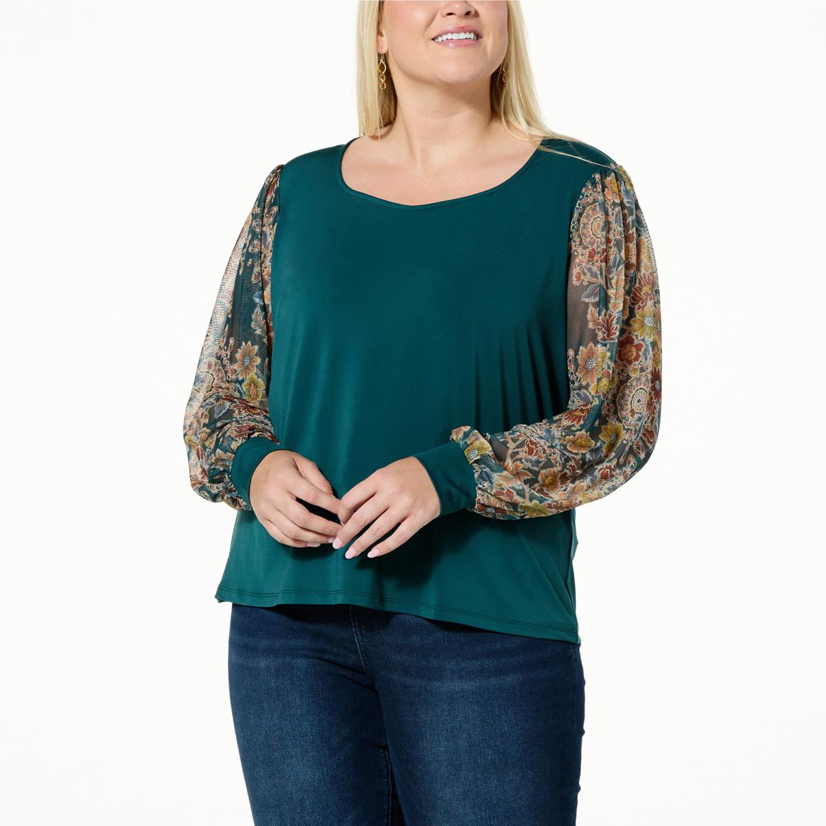 Curations x Nicole Hickl Mixed Media Top - 20887333 | HSN