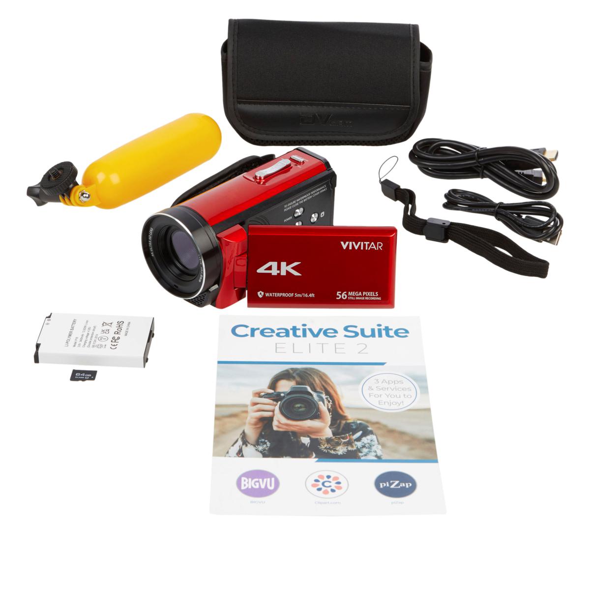 Vivitar 4K Waterproof 18x Zoom Camcorder Bundle w/Buoy, Bag & Voucher